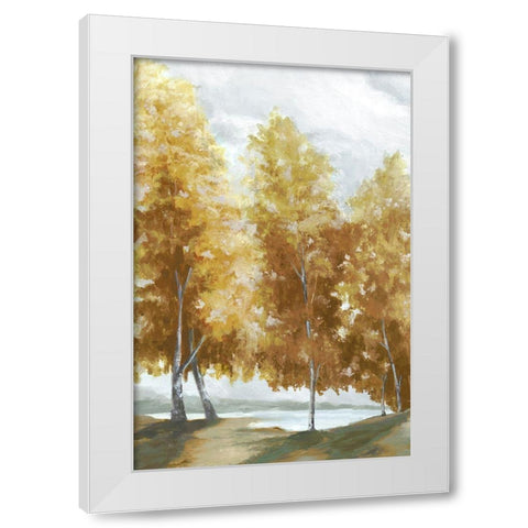 Fall Coloured Trees White Modern Wood Framed Art Print by Watts, Eva