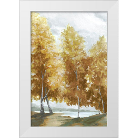 Fall Coloured Trees White Modern Wood Framed Art Print by Watts, Eva