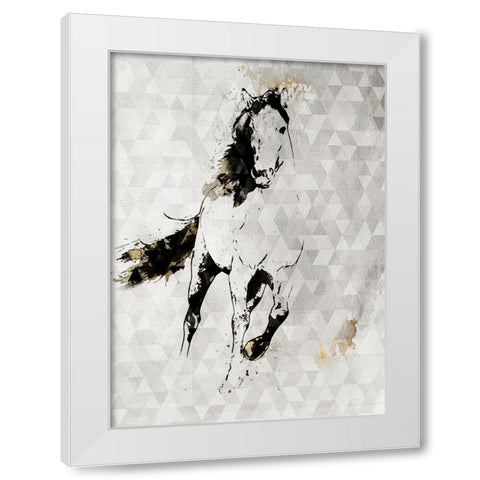 Wild Running Horse White Modern Wood Framed Art Print by Orlov, Irena