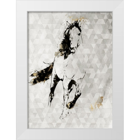 Wild Running Horse White Modern Wood Framed Art Print by Orlov, Irena