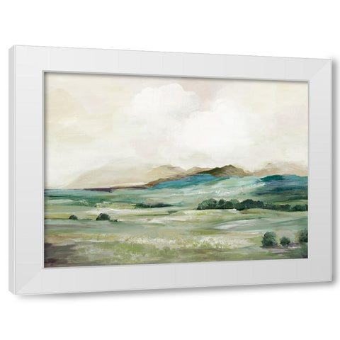 Serene Hillside Greens White Modern Wood Framed Art Print by Pearce, Allison