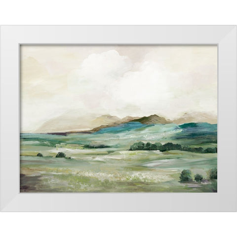 Serene Hillside Greens White Modern Wood Framed Art Print by Pearce, Allison