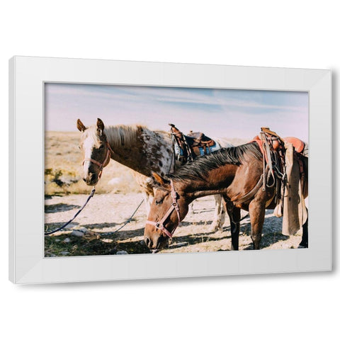 Two Saddle Horses I  White Modern Wood Framed Art Print by Victoria, Chelsea
