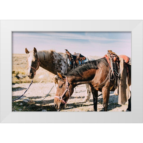 Two Saddle Horses I  White Modern Wood Framed Art Print by Victoria, Chelsea