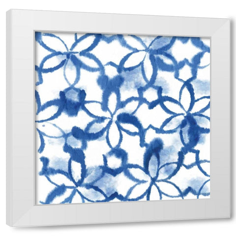 Indigo Floral White Modern Wood Framed Art Print by Wilson, Aimee