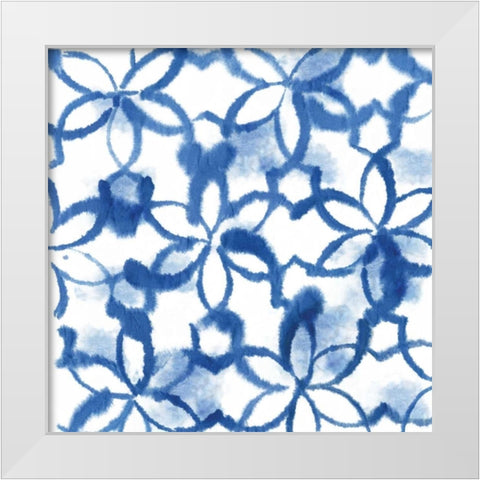 Indigo Floral White Modern Wood Framed Art Print by Wilson, Aimee