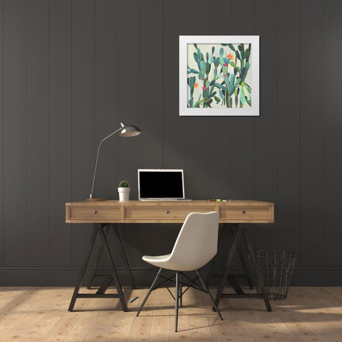 Cactus Garden White Modern Wood Framed Art Print by Wilson, Aimee