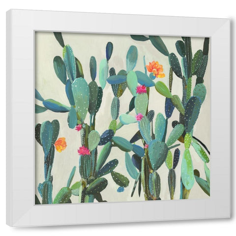 Cactus Garden White Modern Wood Framed Art Print by Wilson, Aimee
