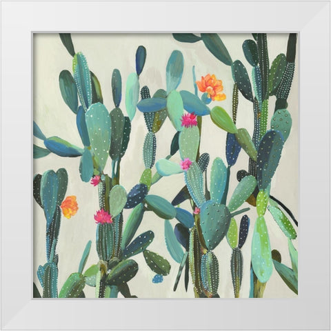 Cactus Garden White Modern Wood Framed Art Print by Wilson, Aimee