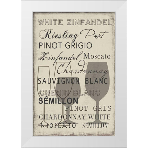 White Wine Collection - Mini White Modern Wood Framed Art Print by Wilson, Aimee