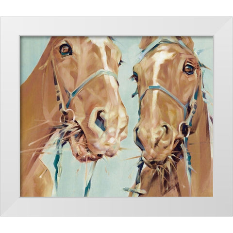 Horses White Modern Wood Framed Art Print by Droug, Anya