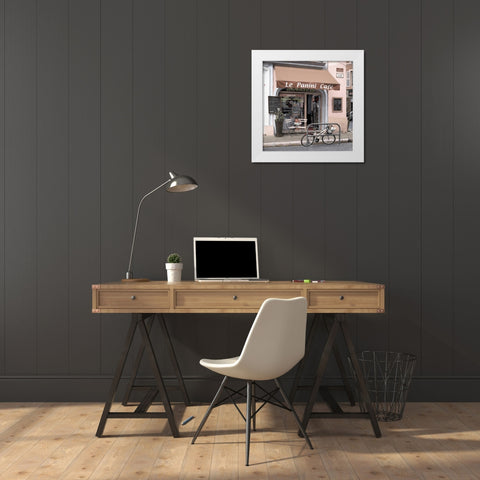 Le Panini Cafe White Modern Wood Framed Art Print by Blaustein, Alan