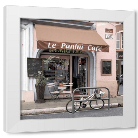 Le Panini Cafe White Modern Wood Framed Art Print by Blaustein, Alan