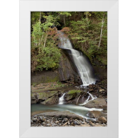 Hokkaido Waterfall - 6 White Modern Wood Framed Art Print by Blaustein, Alan