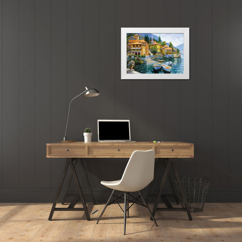 Lake Como Landing White Modern Wood Framed Art Print by Behrens, Howard