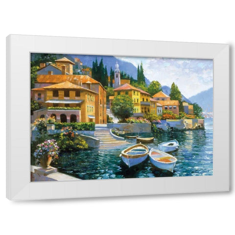 Lake Como Landing White Modern Wood Framed Art Print by Behrens, Howard