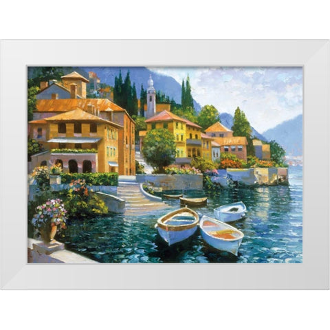 Lake Como Landing White Modern Wood Framed Art Print by Behrens, Howard