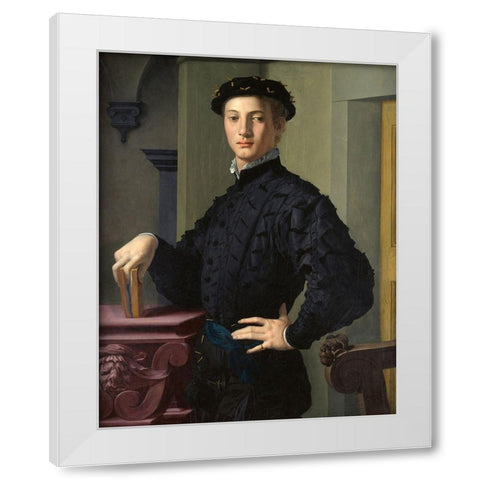 Portrait of a Young Man White Modern Wood Framed Art Print by Bronzino, Agnolo
