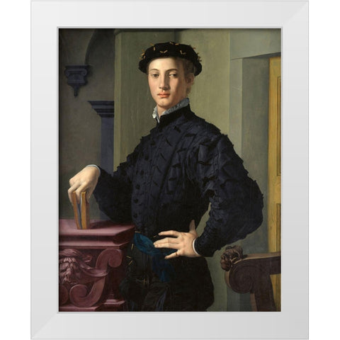 Portrait of a Young Man White Modern Wood Framed Art Print by Bronzino, Agnolo