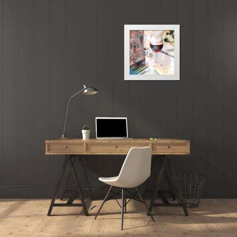 Bordeaux Vineyard Cafe #1 White Modern Wood Framed Art Print by Blaustein, Alan