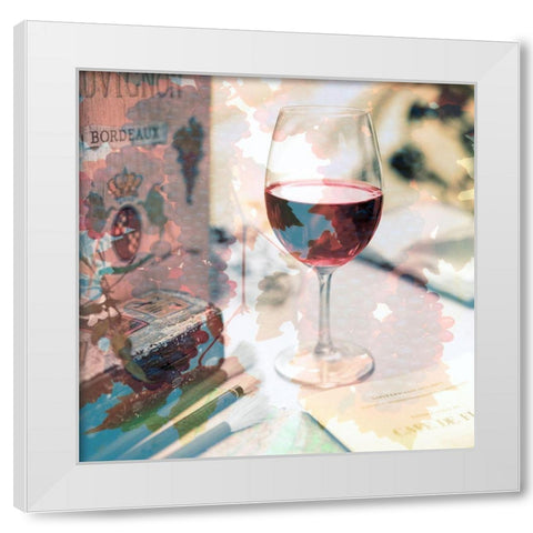 Bordeaux Vineyard Cafe #1 White Modern Wood Framed Art Print by Blaustein, Alan
