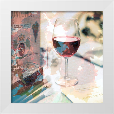 Bordeaux Vineyard Cafe #1 White Modern Wood Framed Art Print by Blaustein, Alan
