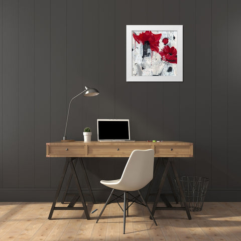Poppy Love White Modern Wood Framed Art Print by Beer, Pamela K.