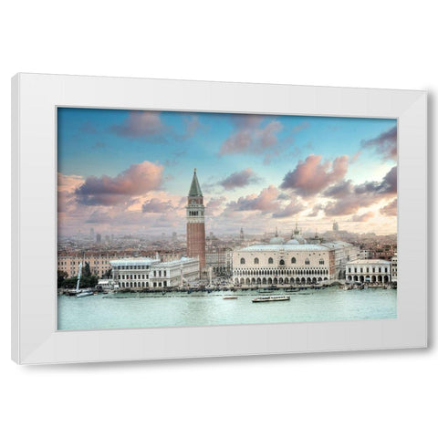 Piazza San Marco Panoramic Vista #1 White Modern Wood Framed Art Print by Blaustein, Alan