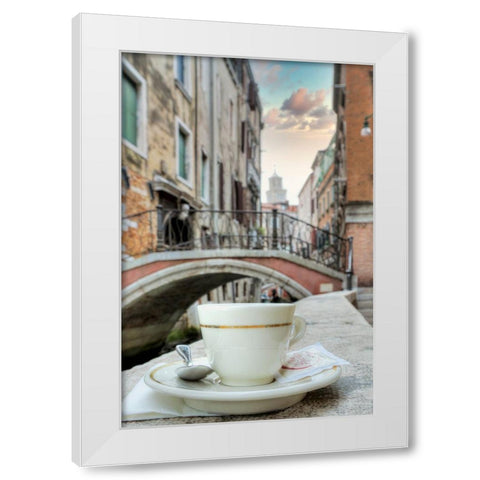 Venetian Canale Caffe #1 White Modern Wood Framed Art Print by Blaustein, Alan