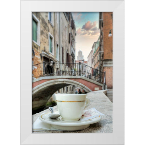 Venetian Canale Caffe #1 White Modern Wood Framed Art Print by Blaustein, Alan