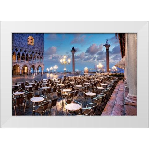 Piazza San Marco Sunrise #21 White Modern Wood Framed Art Print by Blaustein, Alan