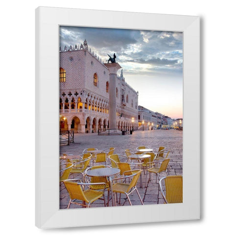 Piazza San Marco At Sunrise #5 White Modern Wood Framed Art Print by Blaustein, Alan