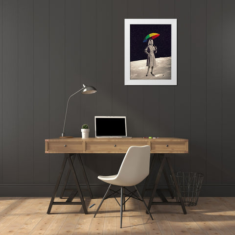Moon Walk White Modern Wood Framed Art Print by Brothers, Erika C.