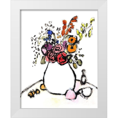 Bouquet On Saturday No. 1 White Modern Wood Framed Art Print by Bragg, Janel