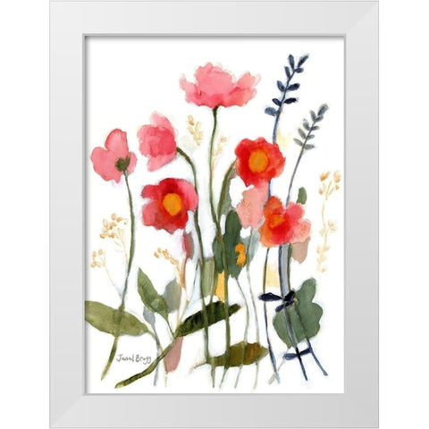Floral with Wild Roses No. 2 White Modern Wood Framed Art Print by Bragg, Janel