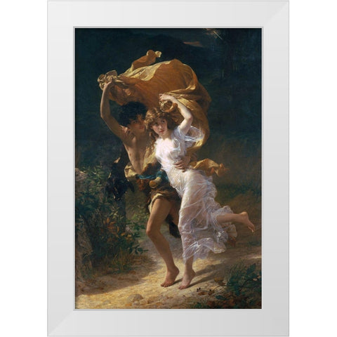 The Storm, 1880 White Modern Wood Framed Art Print by Cot, Pierre-Auguste