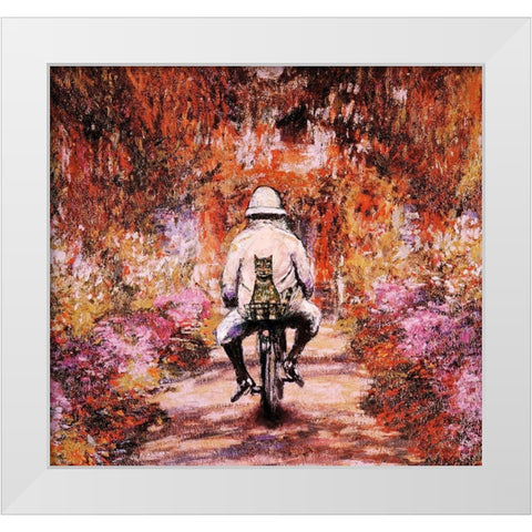 Monet Cat White Modern Wood Framed Art Print by Chameleon Design, Inc.