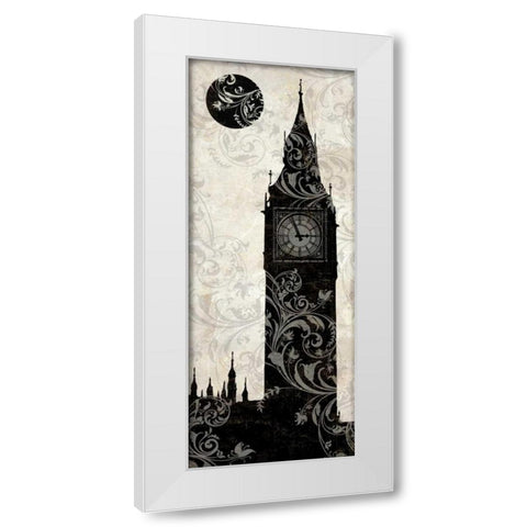 Moon over London White Modern Wood Framed Art Print by Color Bakery