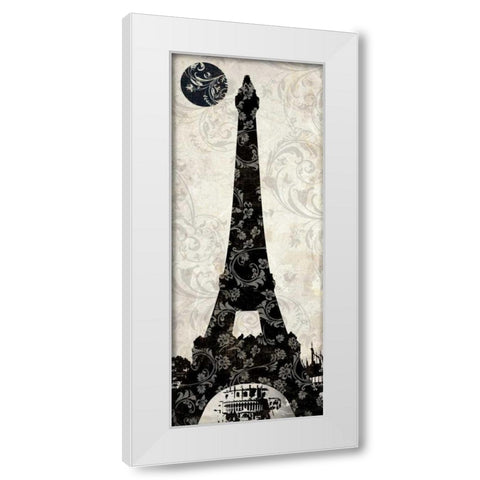 Moon over Paris White Modern Wood Framed Art Print by Color Bakery
