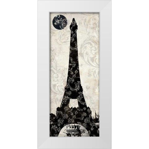 Moon over Paris White Modern Wood Framed Art Print by Color Bakery