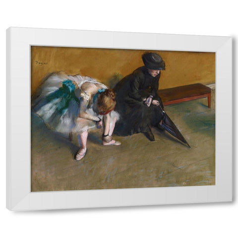 Waiting White Modern Wood Framed Art Print by Degas, Edgar