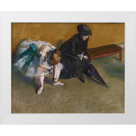 Waiting White Modern Wood Framed Art Print by Degas, Edgar