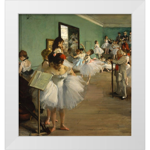 The Dance Class White Modern Wood Framed Art Print by Degas, Edgar