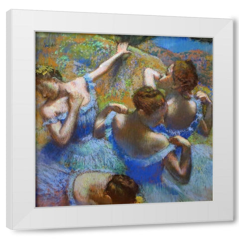 Ballerine dietro le quinte White Modern Wood Framed Art Print by Degas, Edgar