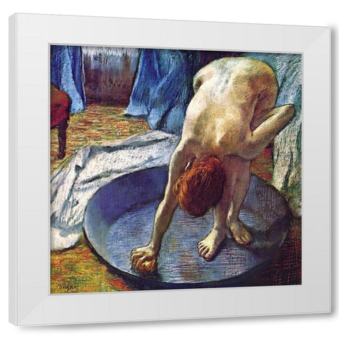 Frau in der Bedewanne White Modern Wood Framed Art Print by Degas, Edgar