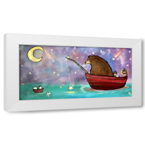 Bear Boat White Modern Wood Framed Art Print by Doss, Andrea