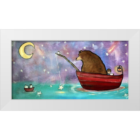 Bear Boat White Modern Wood Framed Art Print by Doss, Andrea