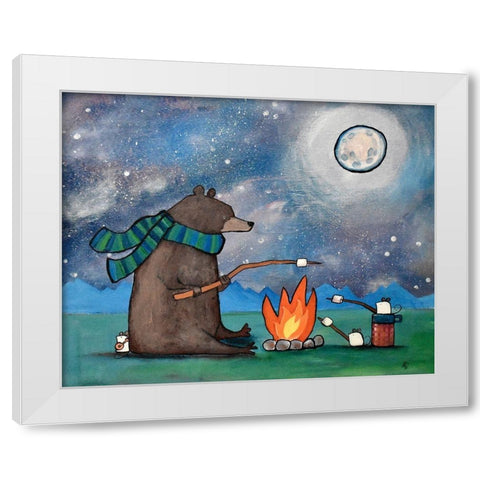 Camping Bear Mouse White Modern Wood Framed Art Print by Doss, Andrea