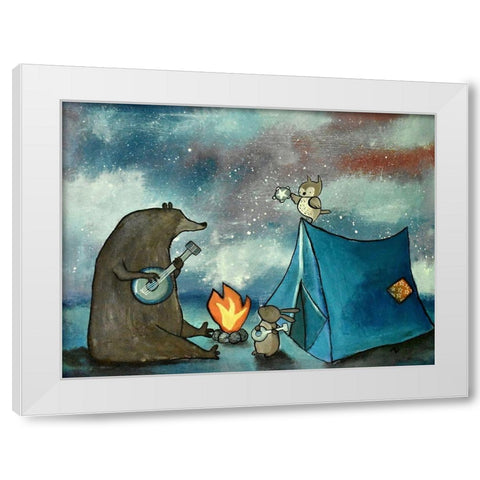 Camping Friends White Modern Wood Framed Art Print by Doss, Andrea