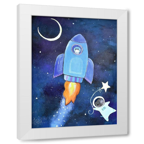 Outer Space Adventure White Modern Wood Framed Art Print by Doss, Andrea